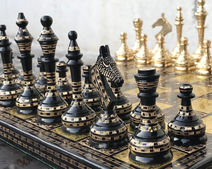 Handmade Chess Board Set | Luxury Chess Board | Gift for him | Heavy Chess for Birthday/ Anniversary Gift with black leatherette box/Red Box