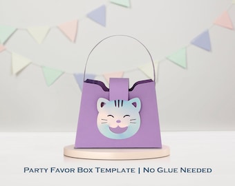 Cat Favor Bag Template | Kids Party Goodie Bag | Cricut SVG, PNG, PDF