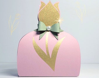 Tulip Gift Box Template | DIY Party Favor Bag | Cricut SVG File