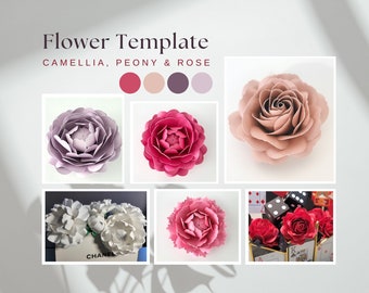 Paper Flower Template | Cricut SVG Files | Printable Template | Camellia | Peony | Rose