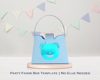 Party Favor Box Template | Bear Goodie Bag | Gift Card Bag | Cricut Files | No Glue Needed