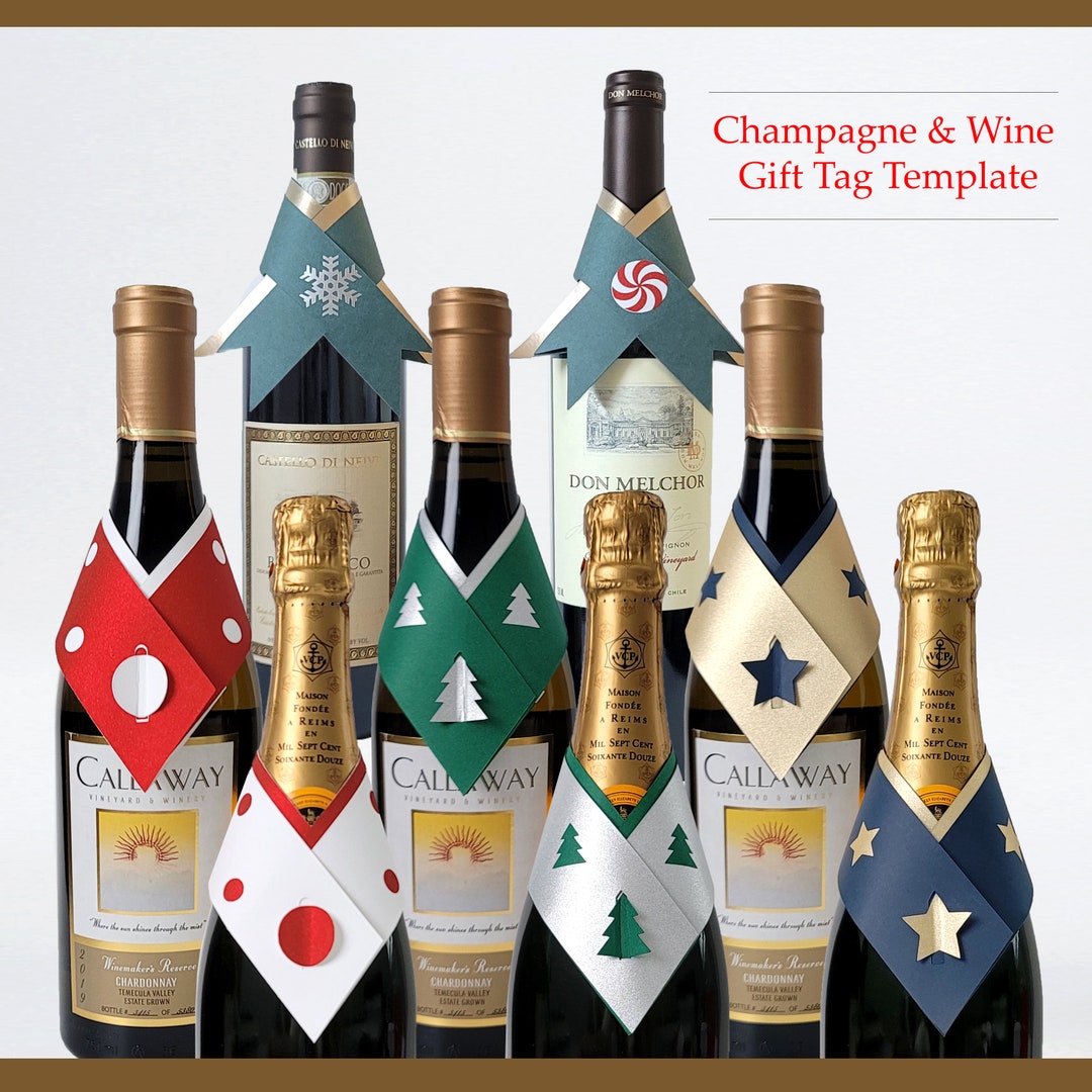 Champagne & Wine Gift Tag Template SVG Files for Cricut Etsy
