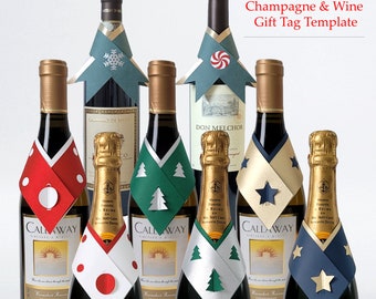 Holiday Wine & Champagne Gift Tag Template | Cricut SVG Files