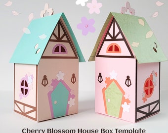 Cherry Blossom House Gift Box Template | Cricut SVG File