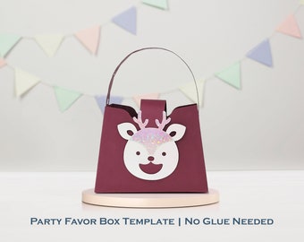 Party Favor Box Template | Deer Goodie Bag | Gift Card Bag | Cricut Files | No Glue Needed