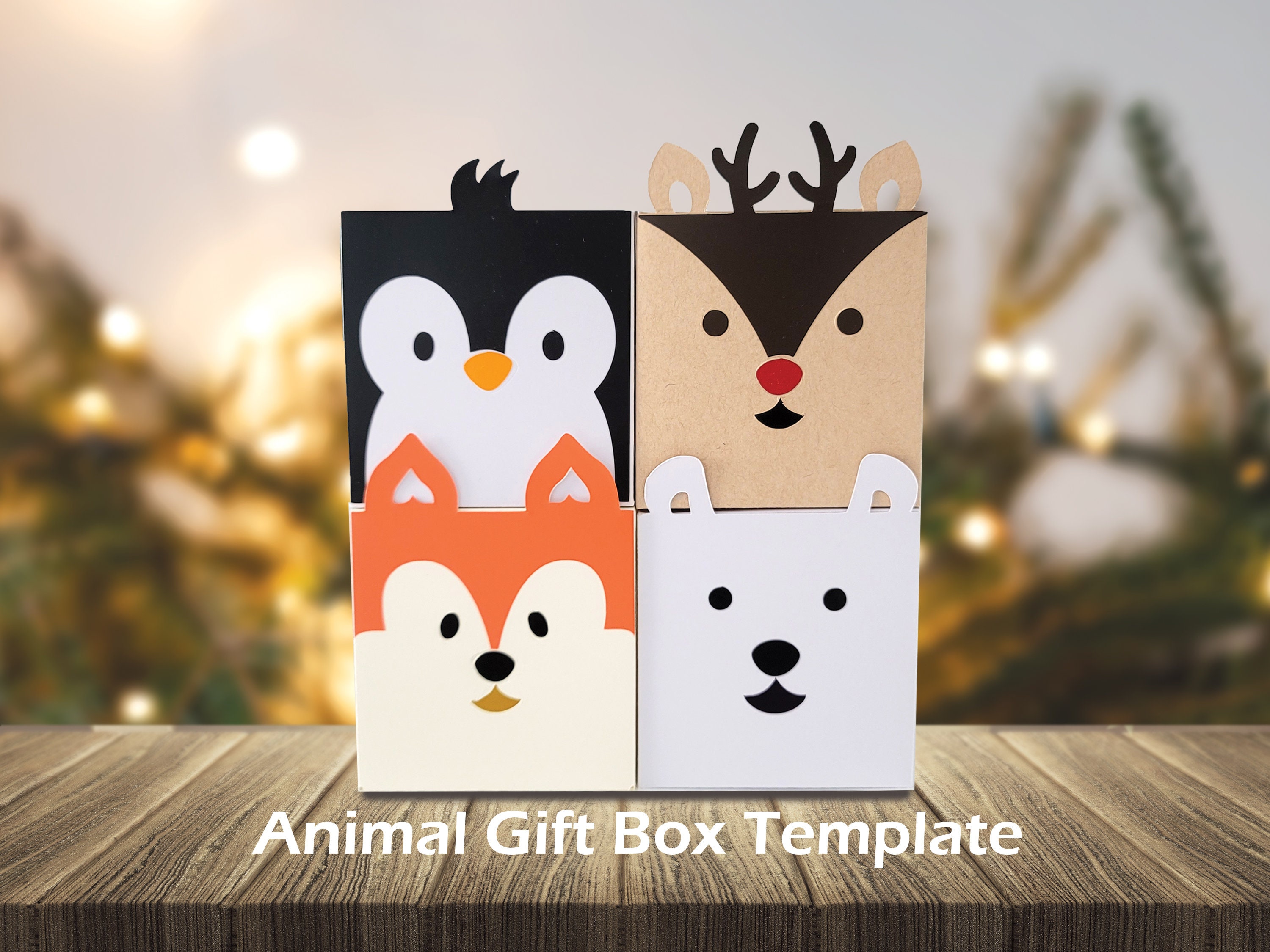4 Animal Gift Box Template | Cricut SVG Files | Holiday Gift Box ...