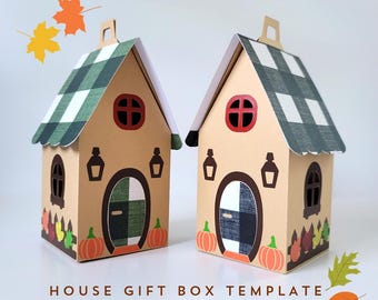 Fall House Gift Box Template | Thanksgiving Cookie Box | Cricut SVG File
