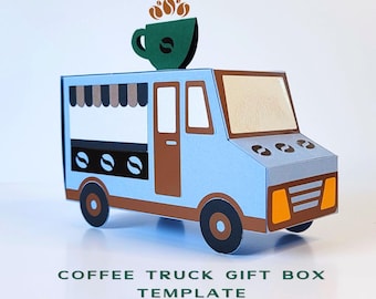 Coffee Truck Gift Box Template | SVG File for Cricut | PDF Instructions