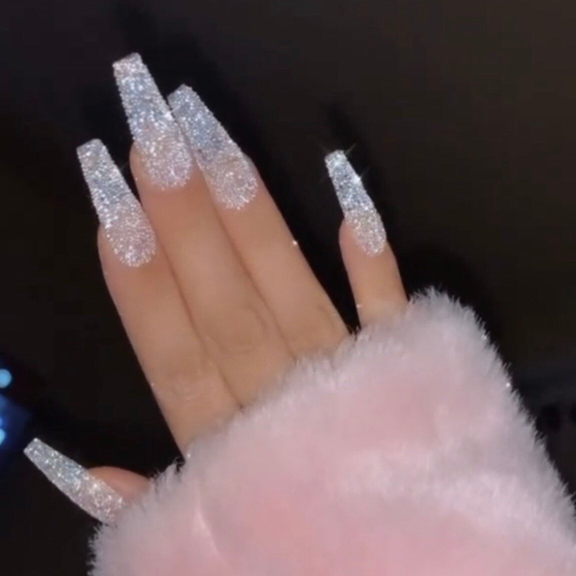 Sairah-press on Nails-french Bling Nails-french Nails-luxury Press Ons-coffin  Nails-white Nails-rhinestones Nails-glue on Nails-cute Nail - Etsy