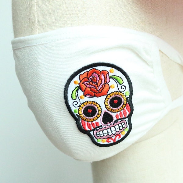 sugar skull patch,rose.stick on ,iron on patch ,embroidered patch,sew on patch,applique,