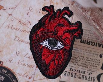 eye heart,red heart patch,iron on patch ,embroidered patch,sew on patch,applique,