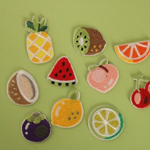 10 cute tiny fruits pineapple, lemon, kivi, cherry, patch for set, iron on patch,embroidered patch, patch for jacket, sew on patch