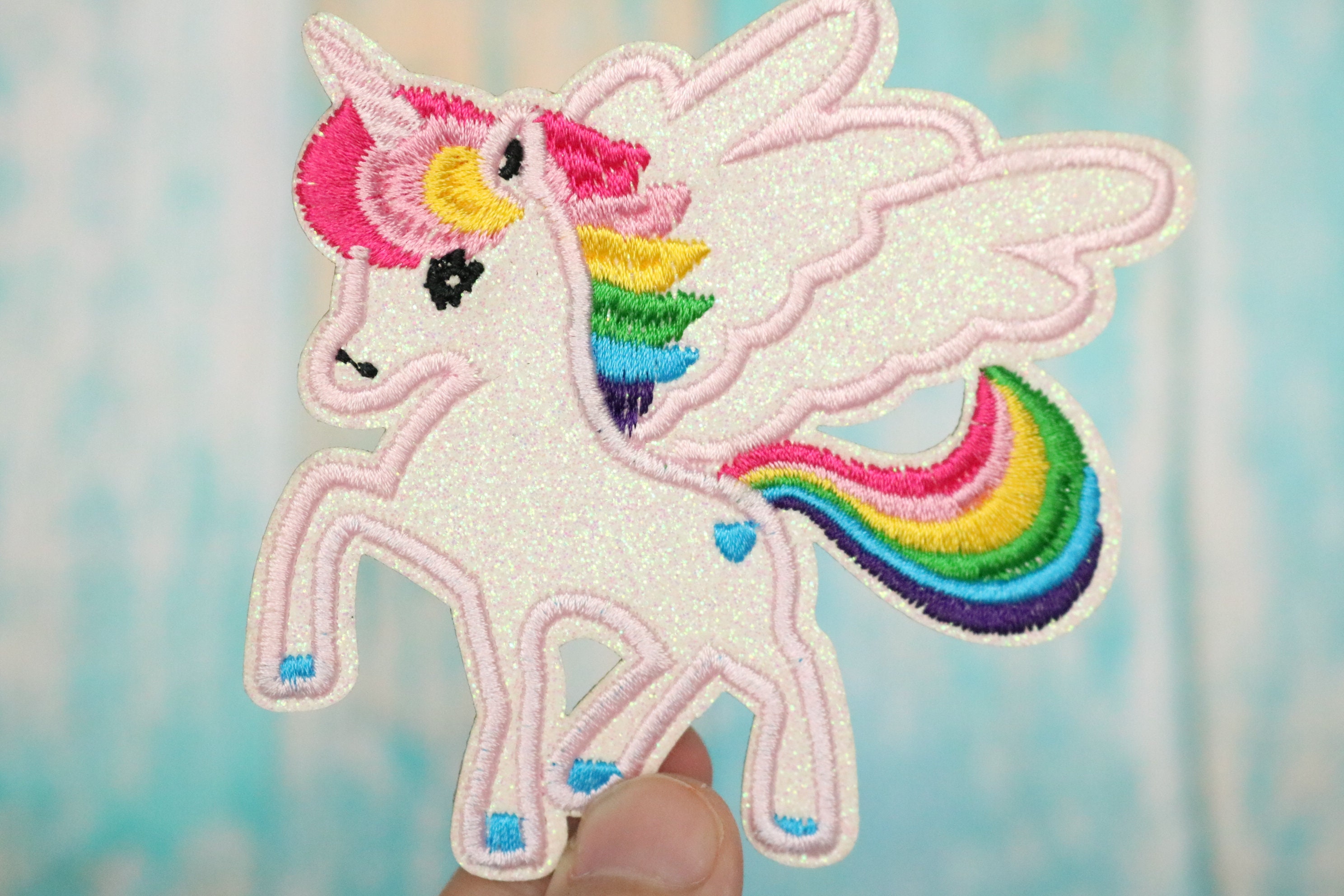 Flower Unicorn Patch Iron on Patches for Clothing Stripes Badge Sew on  Stickers on Clothes Embroidered