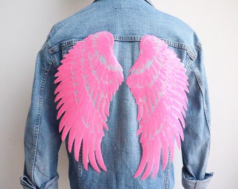Reflective Angel Wings Patches3D FeathersEmbroidered Iron OnLarge 14.5" 