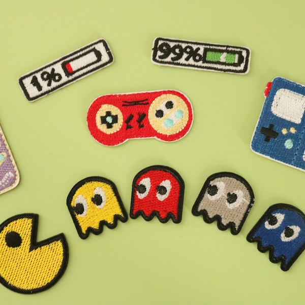 10 pieces game pac-man patches, video game patch for set, iron on patch,embroidered patch, patch for jacket, sew on patch, gorgeous patch,