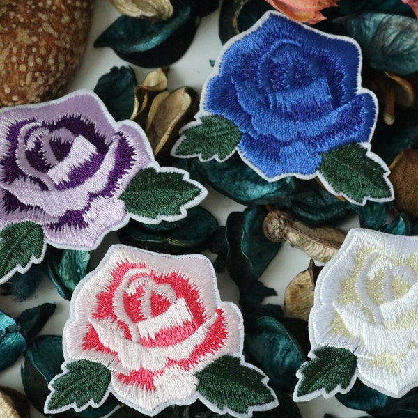 Little tiny rose,flower,pink,blue,wihte,purple,iron on patch ,embroidered patch,sew on patch,applique,