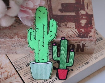Set of 2 patches,Cactus patch,plants patch,iron on patch ,embroidered patch,sew on patch,applique,