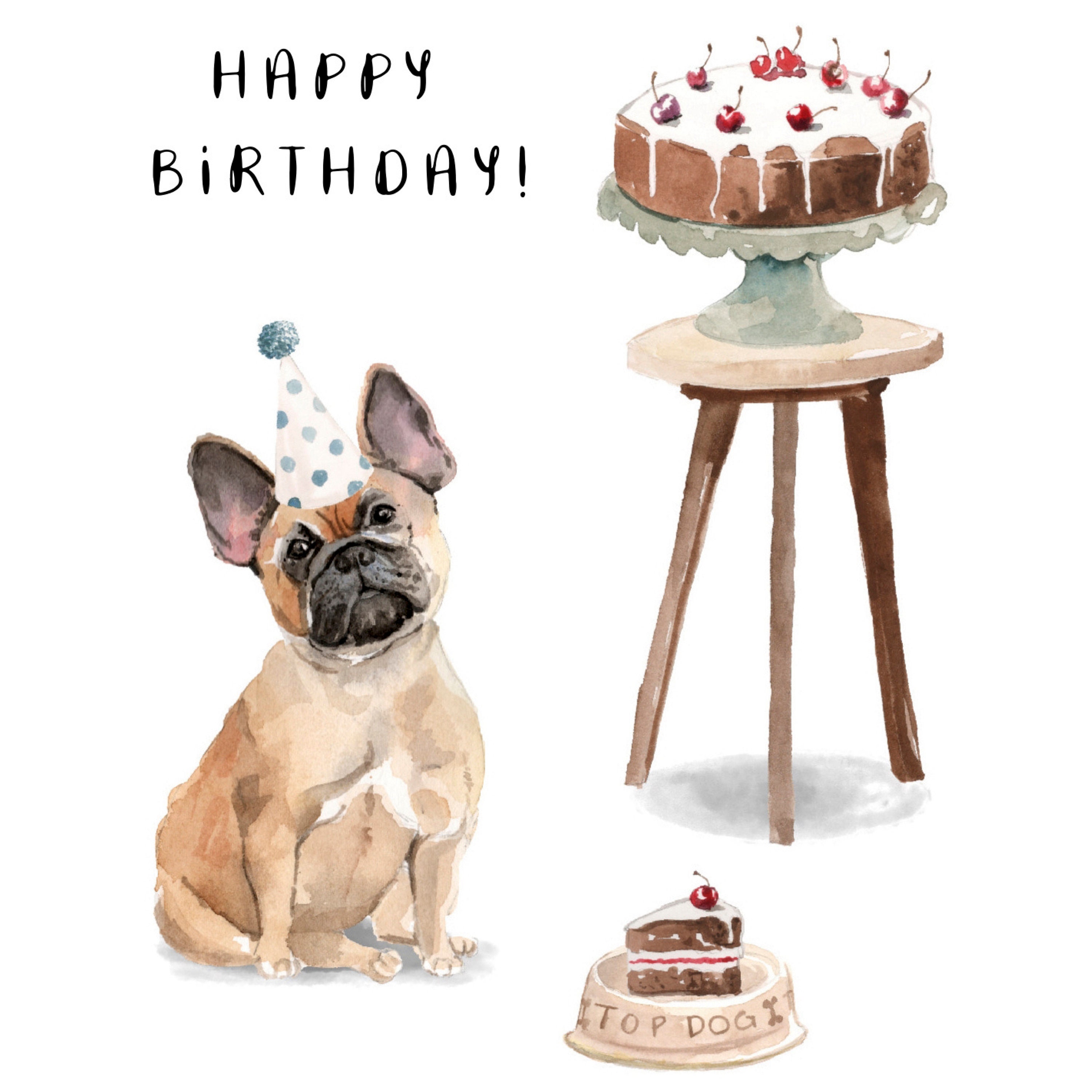 Printable French Bulldog Birthday Cake Card Editable on Corjl Happy ...
