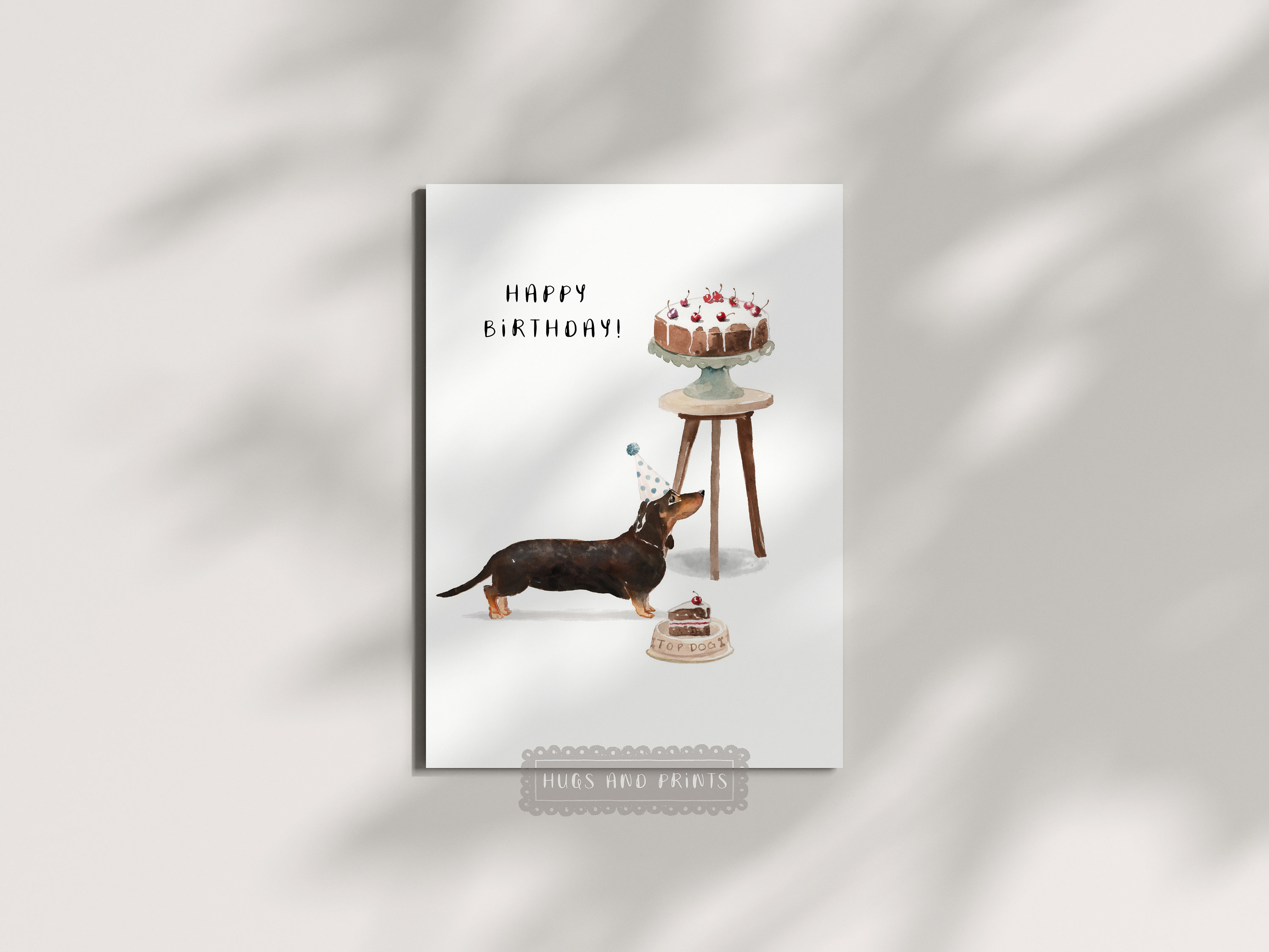 Printable Dachshund Dog Birthday Cake Card Editable on Corjl Happy ...