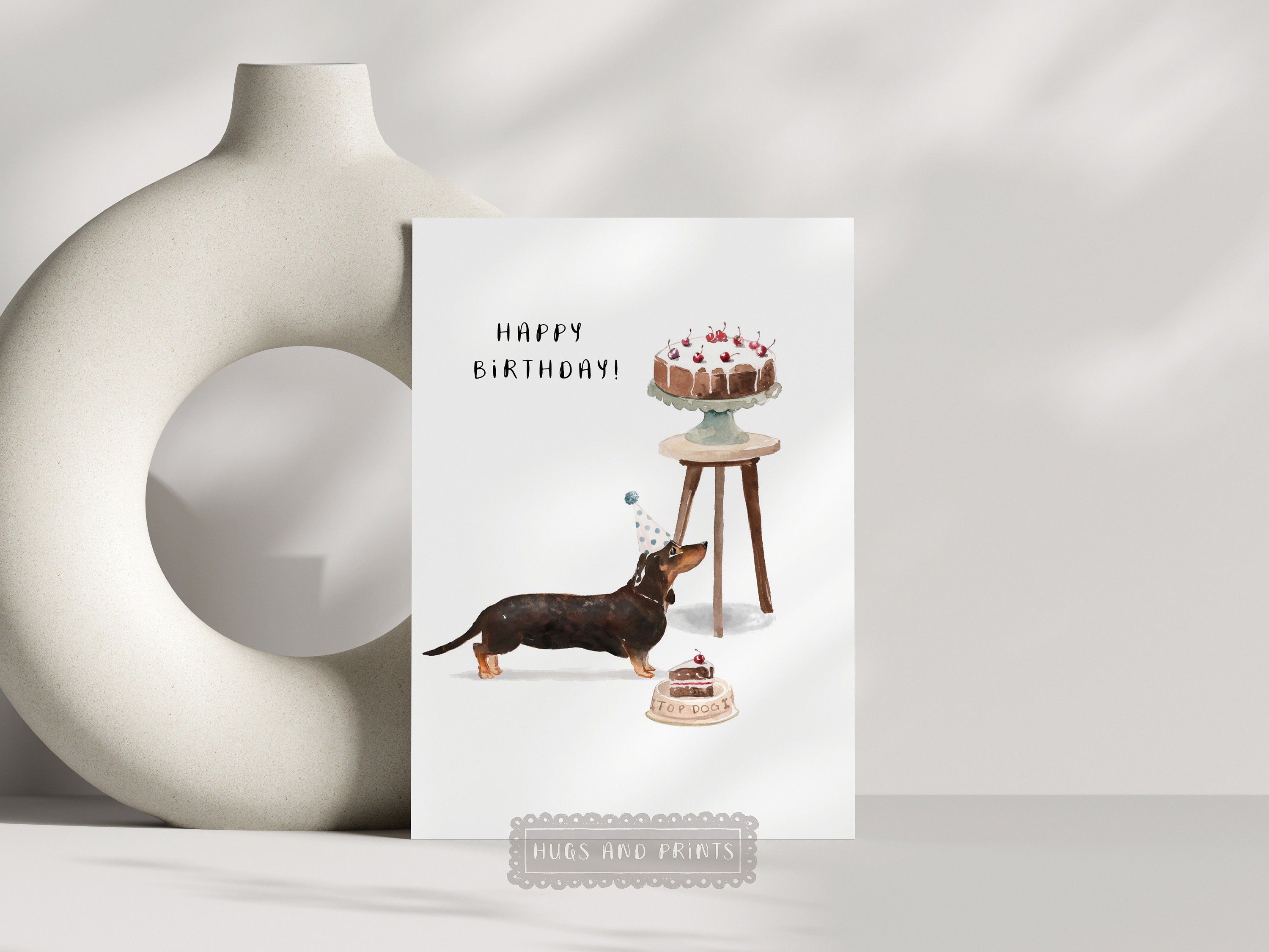 Printable Dachshund Dog Birthday Cake Card Editable on Corjl Happy ...