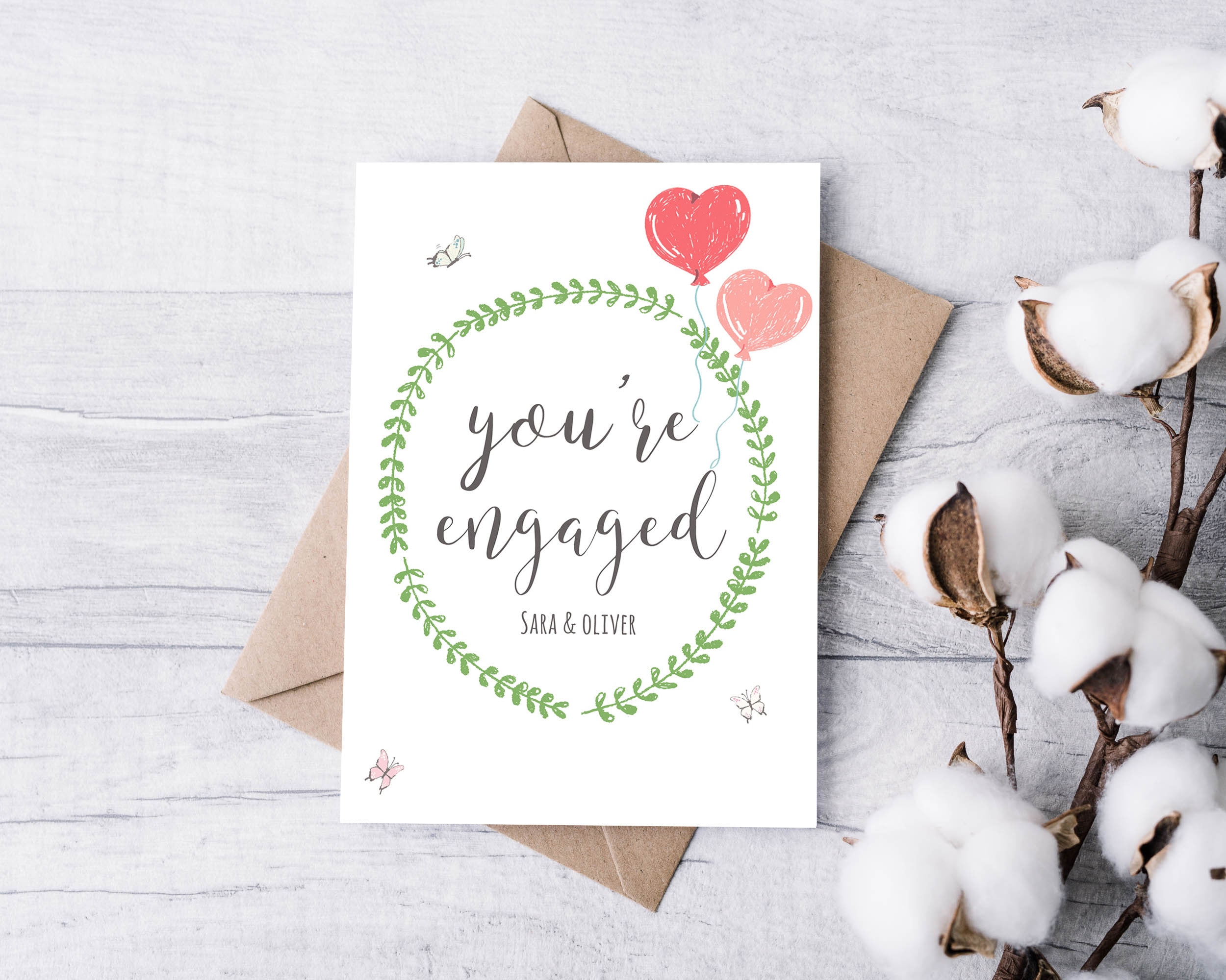 Personalised Printable Engagement Card Editable on Corjl you're Engaged ...