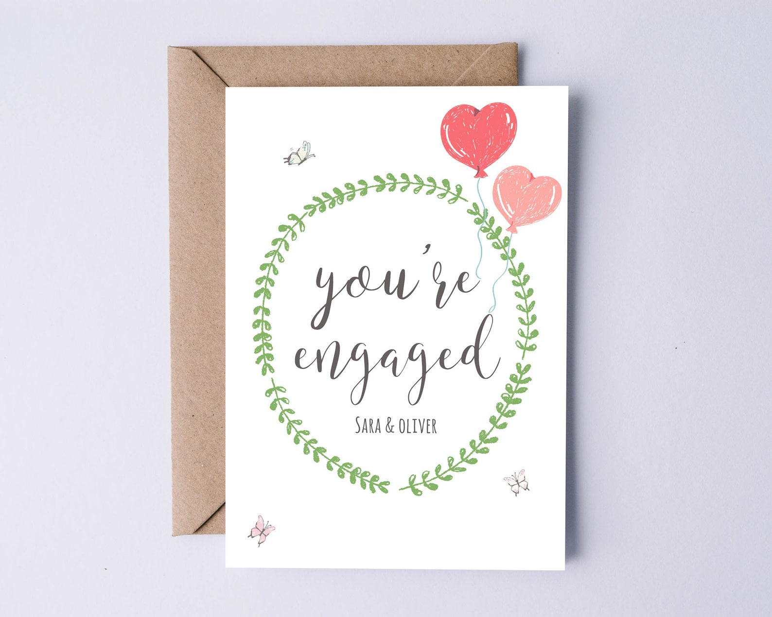 Personalised Printable Engagement Card Editable on Corjl 