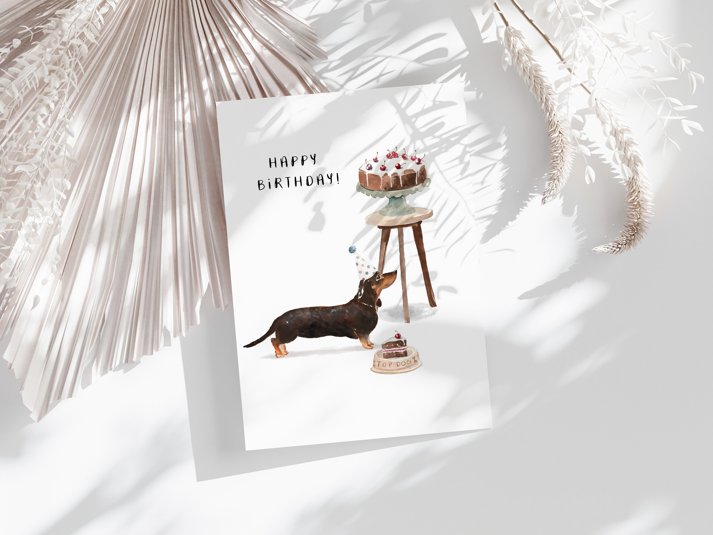 Printable Dachshund Dog Birthday Cake Card Editable on Corjl Happy ...