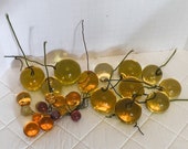 Vintage - 26 Lucite Acrylic Wired Balls Grapes Spheres Vintage - DIY clusters Yellow Amber