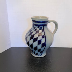 Vintage Goebel Blue Diamond Salt Glaze Pitcher Merkelbach Salzglasur Handarbeit Stoneware  circa 1972 - 1979