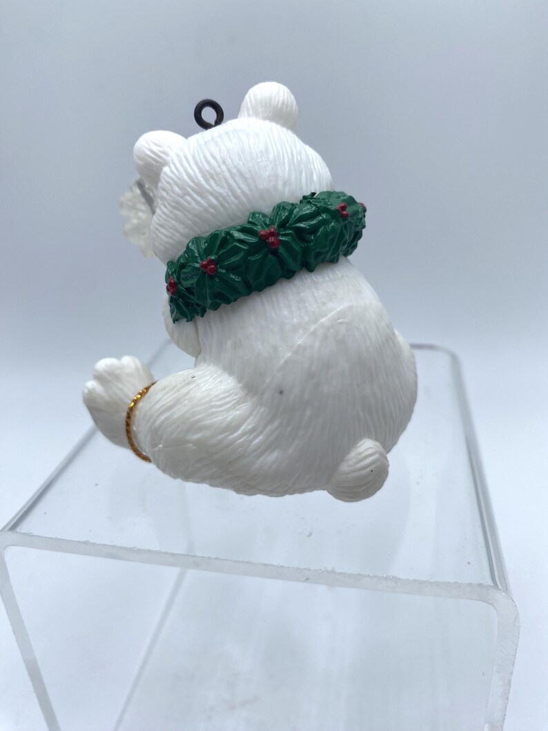 Vintage Alderbrook Ornamotion Polar Bear With Snowflakes and Sewing