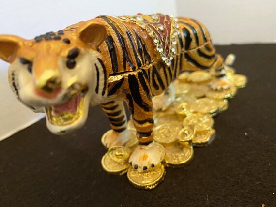 Clairebella Walking Tiger Rectangle Glass Trinket Tray