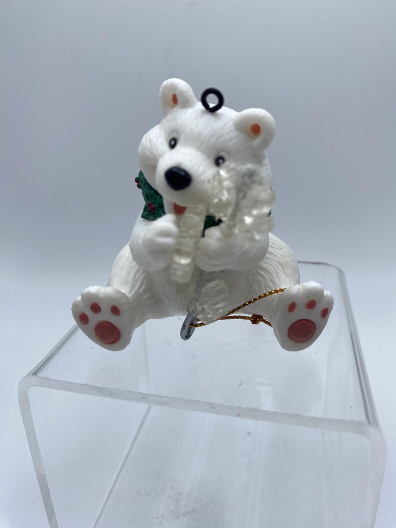 Vintage Alderbrook Ornamotion Polar Bear With Snowflakes and Sewing