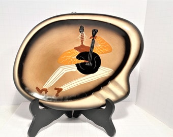 Mid Century Modern Ashtray – Lute / Mandolin Musician player made in Japan - Retro