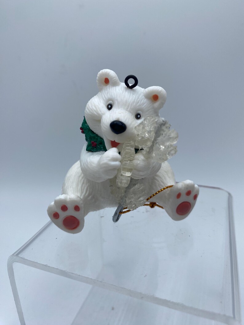 Vintage Alderbrook Ornamotion Polar Bear With Snowflakes and Sewing