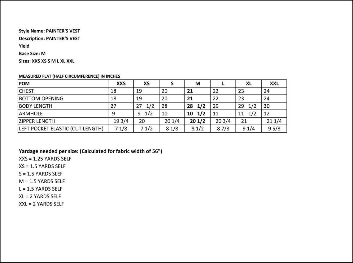 Painter's Vest PDF Sewing Pattern Unisex Sizes XXSXXL Etsy