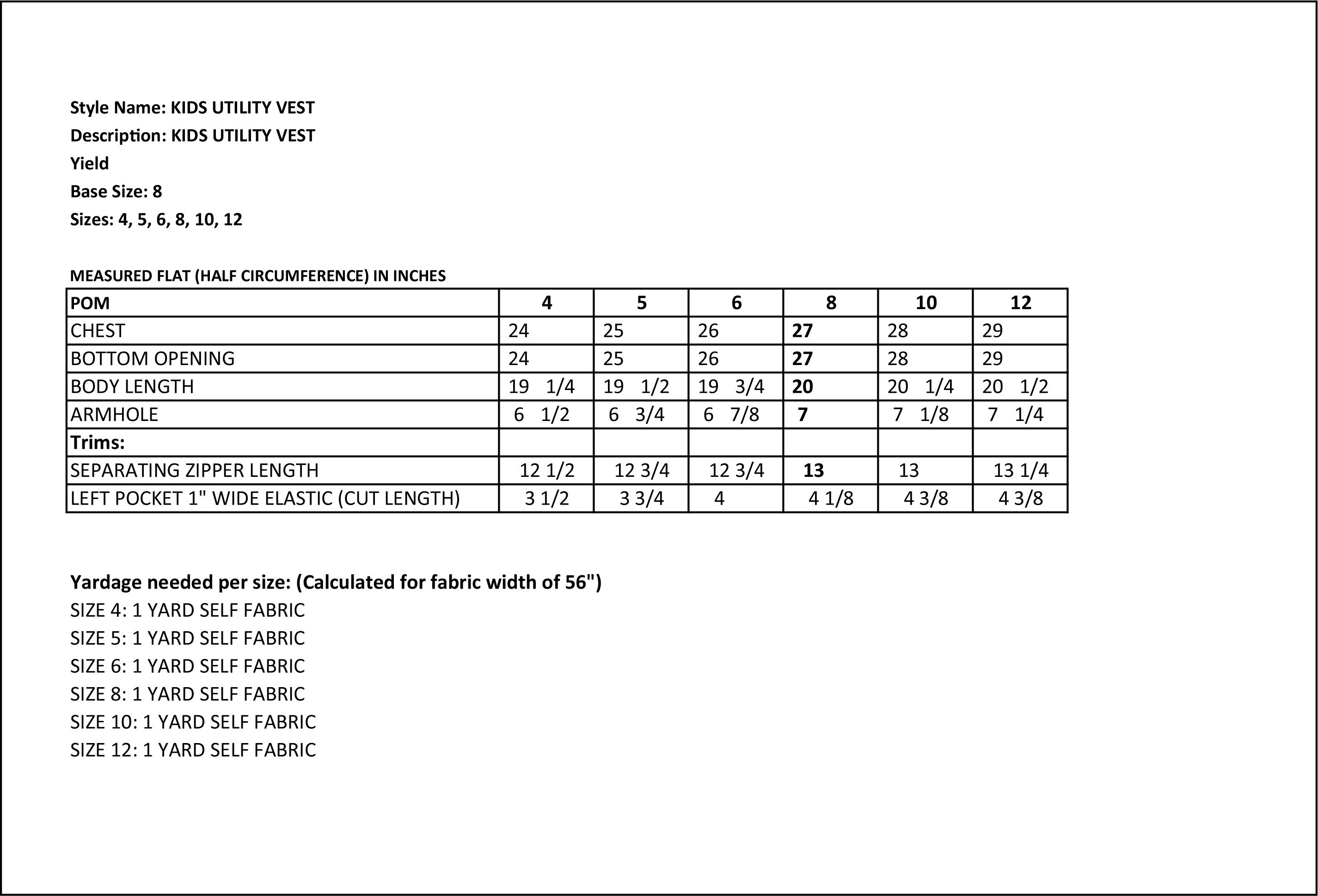 Kids Utility Vest PDF Sewing Pattern Kids Sizes 412 Etsy