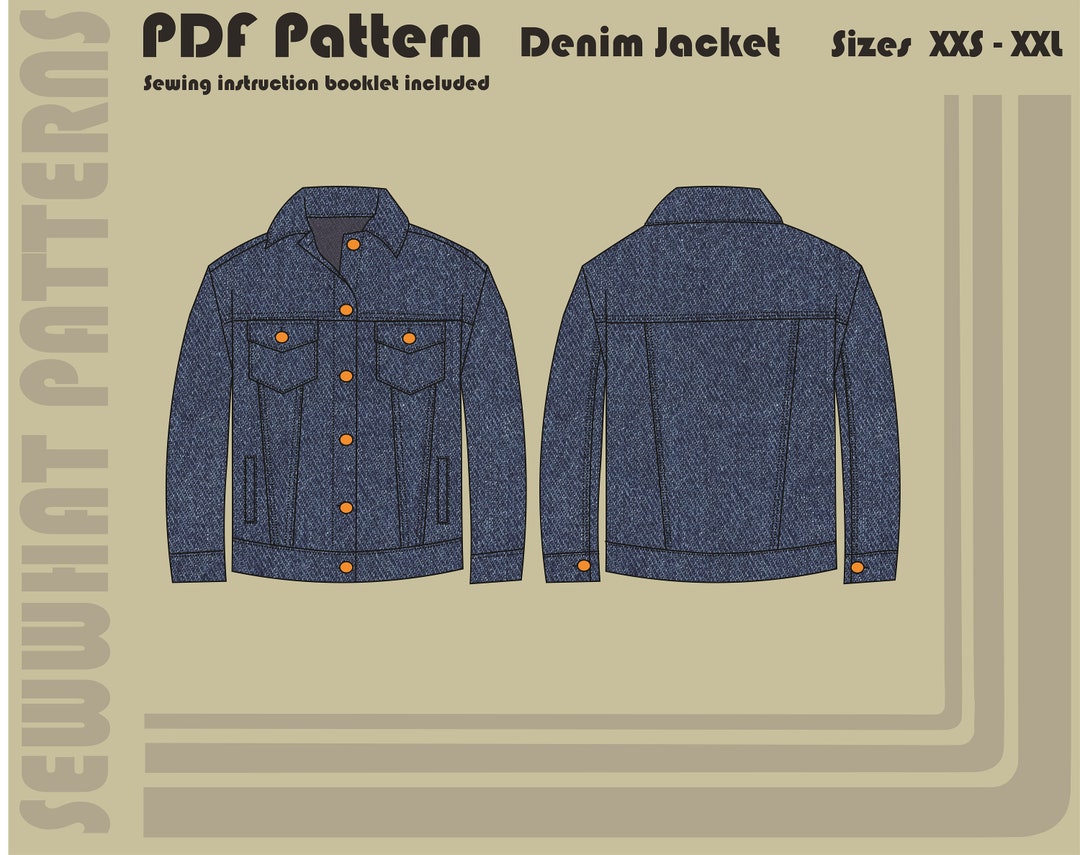 Denim Jacket PDF Sewing Pattern Unisex Sizes XS-2X - Etsy