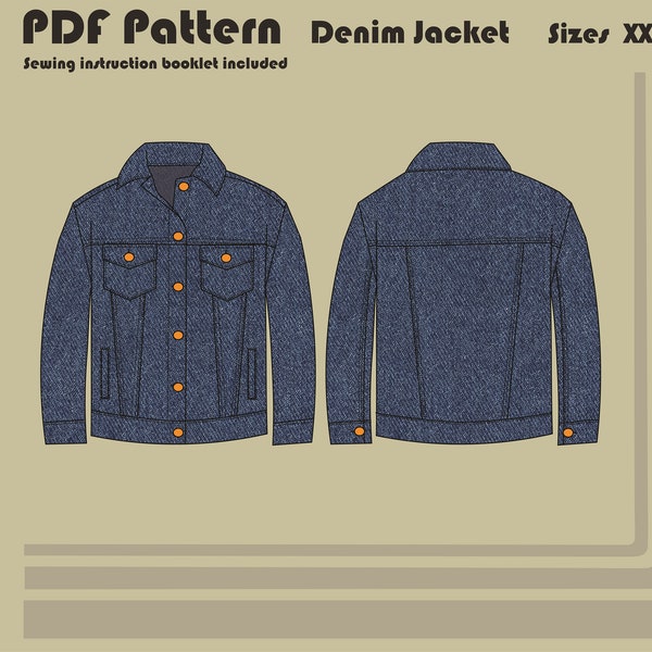 Veste en jean - Patron de couture PDF - Tailles unisexe XS-2X