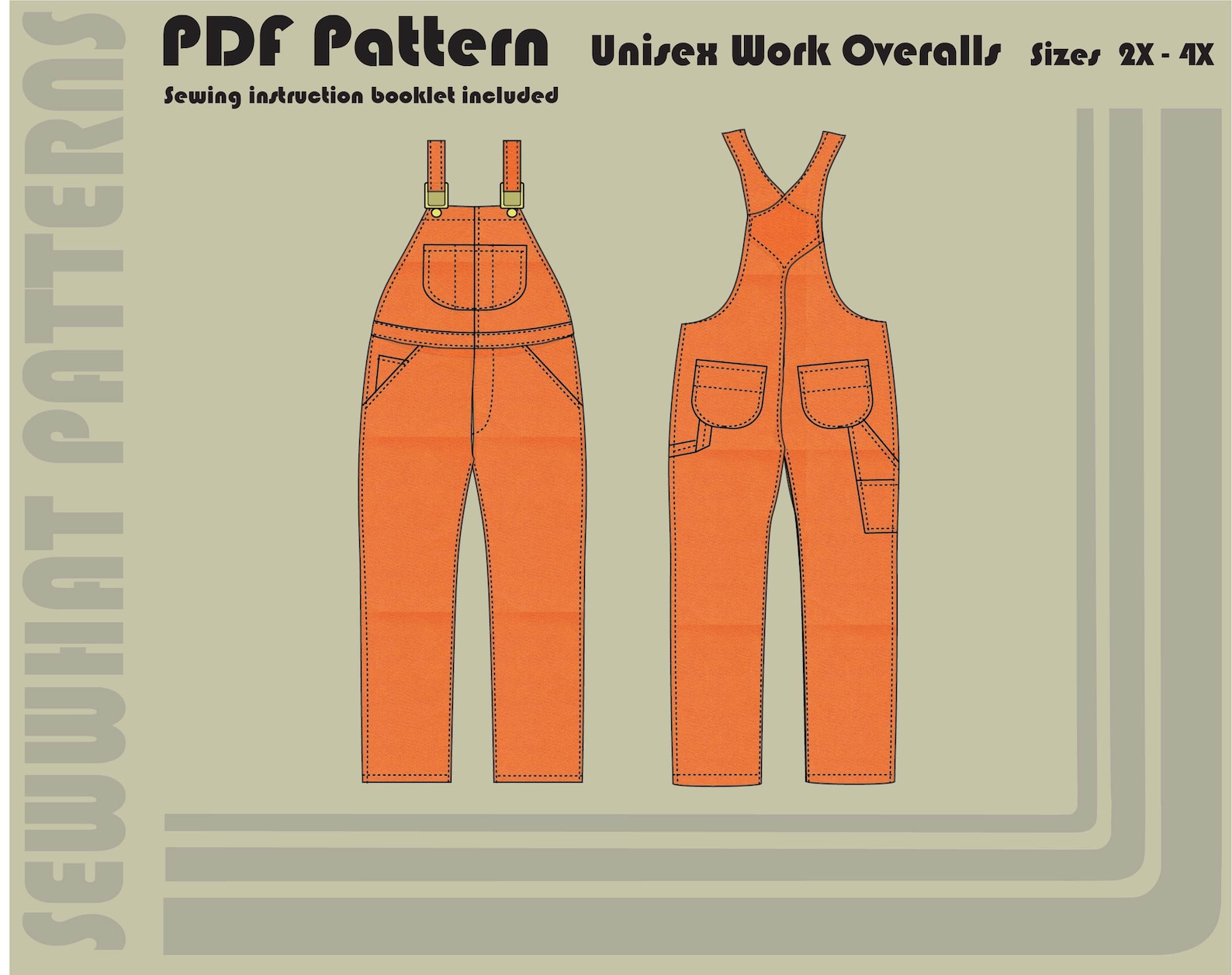Work Overalls PDF Sewing Pattern Unisex Sizes 2X-4X - Etsy