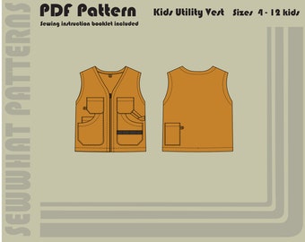 Kids Utility Vest - PDF Sewing Pattern - Kids Sizes 4-12