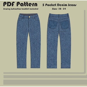 5 Pocket Straight Jeans - PDF Schnittmuster - Damen-Grössen 32-34