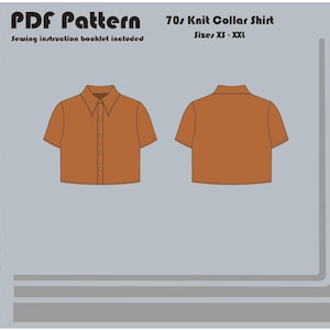 70s Knit Collar Shirt - PDF Sewing Pattern - Unisex Sizes XS-XXL