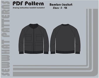Bomber Jacket - PDF Sewing Pattern - Unisex Sizes S-3X