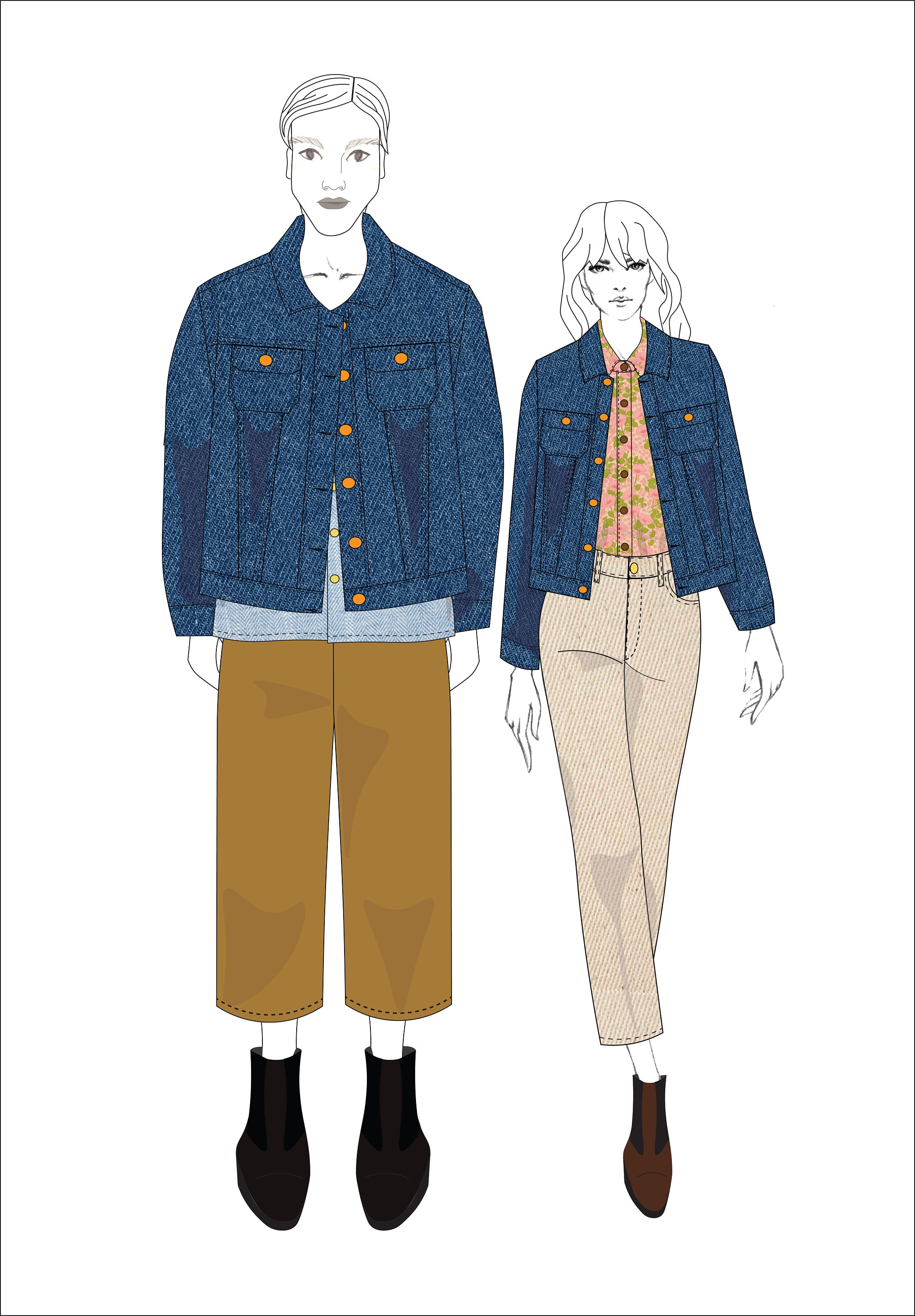 ジャケット・アウター Oversize Switching Pattern Denim Jackets Oversize Switching Pattern Denim Jackets