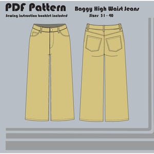 Baggy High Waist Jean - PDF Sewing Pattern - Sizes 31 - 40