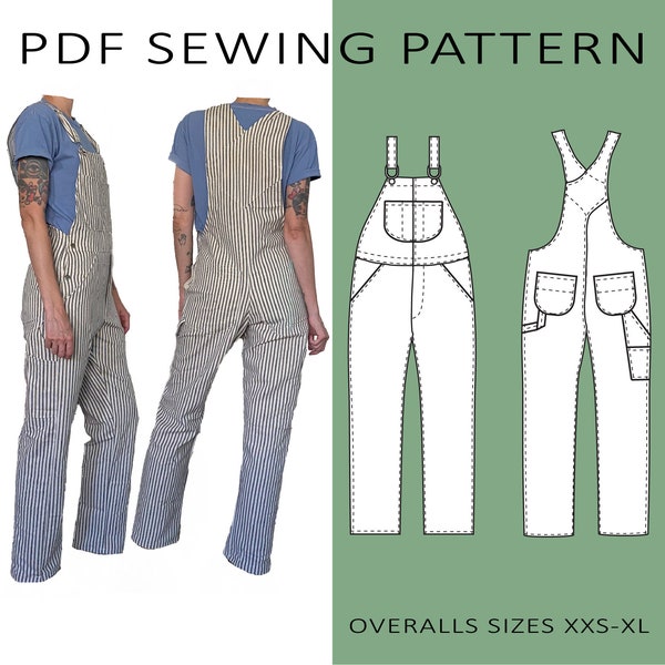 Work Overalls - PDF Sewing Pattern - Unisex Sizes XXS-XL