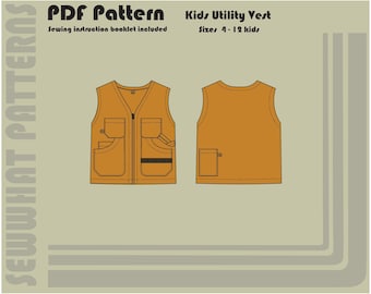 Kids Utility Vest - PDF Sewing Pattern - Kids Sizes 4-12