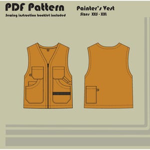 Painter's Vest - PDF Sewing Pattern - Unisex Sizes XXS-XXL