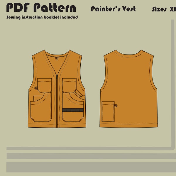 Painter's Vest - PDF Sewing Pattern - Unisex Sizes XXS-XXL