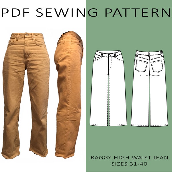 Baggy Jeans Pattern Etsy